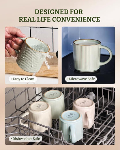 famiware Star Coffee Mug Set for 8, Handcrafted 12 oz Ceramic Stoneware Mugs - Image 8
