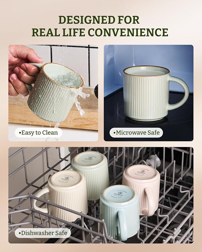 famiware Star Coffee Mug Set for 6, Handcrafted 12 oz Ceramic Stoneware Mugs - Image 8