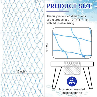 SATINIOR 12 Pcs 12 x 72'' Fishing Net Table Runner Party Decoration, Light Blue - Image 2