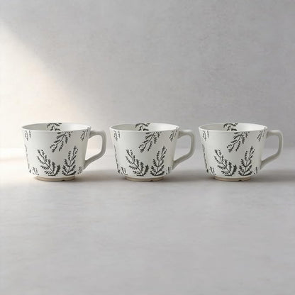 4 Pack Speckled Ceramic Coffee Mugs, 12oz Vintage Green Fern Leaf Large Tea Cups - Image 7