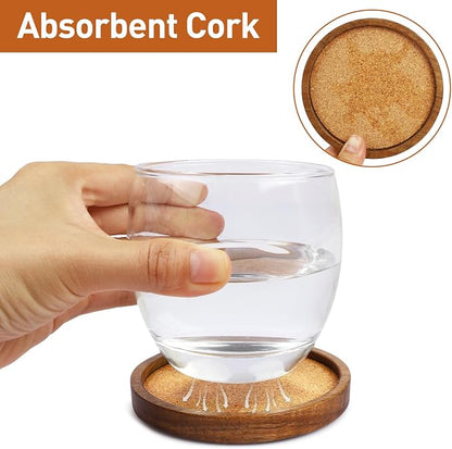 Wooden Drink Coasters Set of 8, Stackable Cup Coaster - Image 2