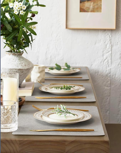 Leetaltree Reversible Faux Leather Placemats and Coasters Set of 16, 12x17 Inch - Image 3