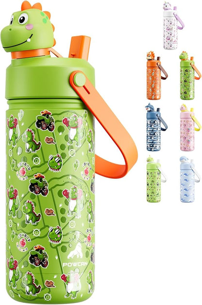 POWCAN Kids Water Bottle for School: 2-in-1 Straw Spout Lid by POWCAN