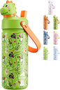 POWCAN Kids Water Bottle for School: 2-in-1 Straw Spout Lid by POWCAN