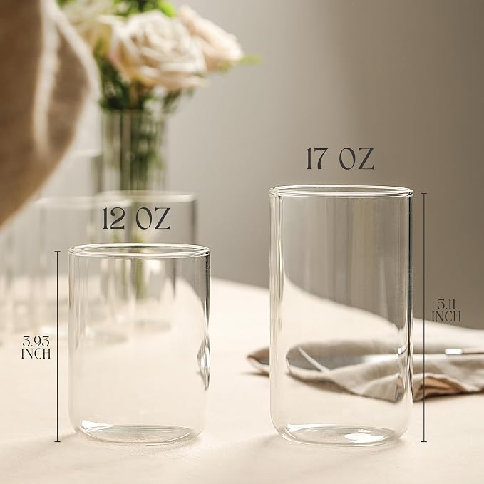 Stone Lain Celina Drinking Glasses Set of 8 – 4 Tall 16.9 oz & 4 Short 12 oz - Image 9