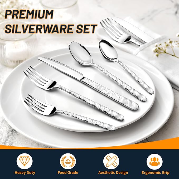 NICE KITCHEN Silverware Set, 40 Piece Heavy Duty Silverware Cutlery Sets | - Image 3