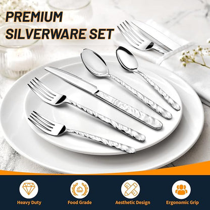NICE KITCHEN Silverware Set, 40 Piece Heavy Duty Silverware Cutlery Sets | - Image 3