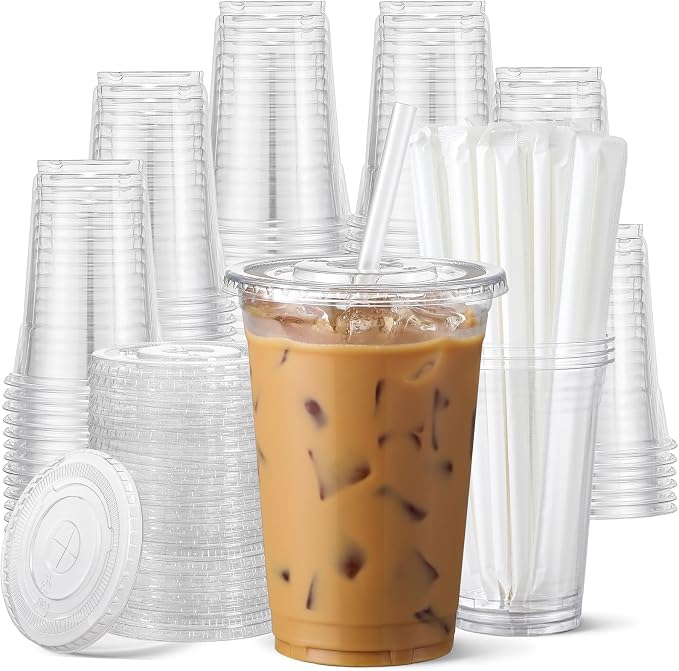 AOZITA 100 Pack - 16 oz Clear Plastic Cups by AOZITA