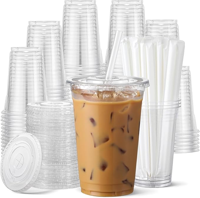 AOZITA 100 Pack - 12 oz Clear Plastic Cups by AOZITA