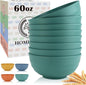 Large Bowls for Eating: Set of 8 Unbreakable 60oz Wheat Straw Bowls, by HOMIENLY