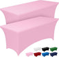 Pureegg Spandex Tablecloth 6ft - 2 Pack, Fitted and Tight Cloth for Rectangle Table, Wrinkle-Free and Stretch Table Cover for Party, Wedding, Banquet and Birthday, Pink
