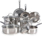 T-fal Stainless Steel Cookware Set, 11 Piece, Induction Cookware, Oven Safe to 500°F, Kitchen Cooking Set w/Fry Pans, Pots and Pans, Dutch Oven, Saucepans, Kitchen Essentials, Silver