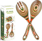 Salad Tongs, Pakkawood Wooden Spoons, Mixing Dinner Fork and Spoon | 10.5in by WoodenKitchenUtensilsSet