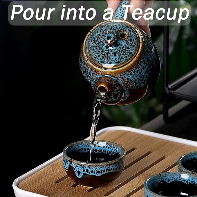 Chinese Kongfu Tea Set, Portable Porcelain Travel Tea Set - Image 6