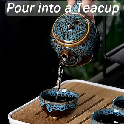 Chinese Kongfu Tea Set, Portable Porcelain Travel Tea Set - Image 6