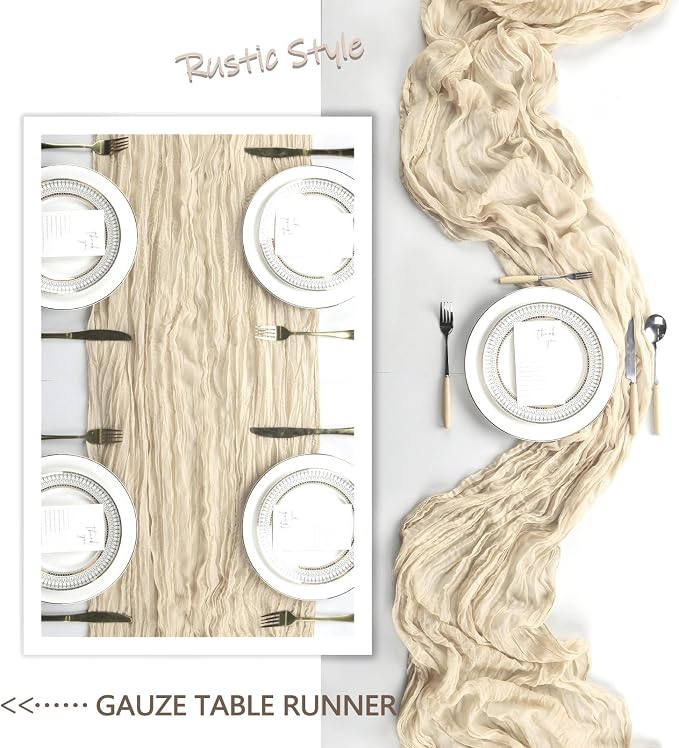 12 Pack Beige Cheesecloth Table Runner 10Ft Gauze Cheese Cloth Table Runner - Image 6
