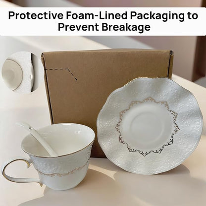 Tea Cup and Saucer Set for 1, 6.8 Oz | Coffee Cup - Image 6