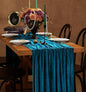 Peacock Blue Velvet Table Runner 29x120 Inch Luxury Retro Thick Runners | 10ft by SoarDream