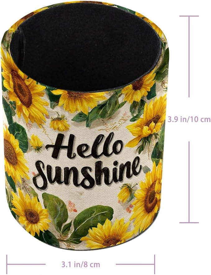 Sunflower Leather Pen Holder for Desk, Desktop Caddy Stationery Organizer for - Image 3