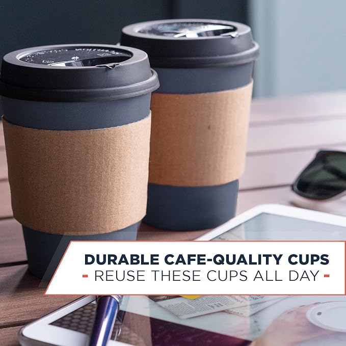 Disposable Coffee Cups With Lids and Sleeves, 12 oz - Image 6