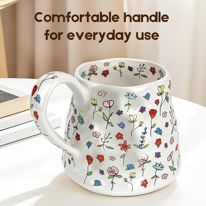 Large Coffee Mug 20 oz, Oversized Cute Floral Ceramic Mug, Big Coffee Mugs - Image 4