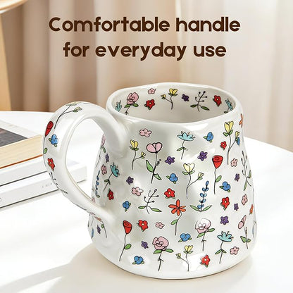 Large Coffee Mug 20 oz, Oversized Cute Floral Ceramic Mug, Big Coffee Mugs - Image 4