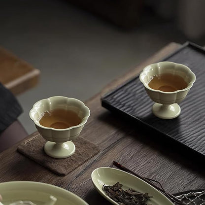 KAMMAK Tea Cup, 3oz Small Tea Cups Set of 2, Reed Green Porcelain Tea Cups - Image 7