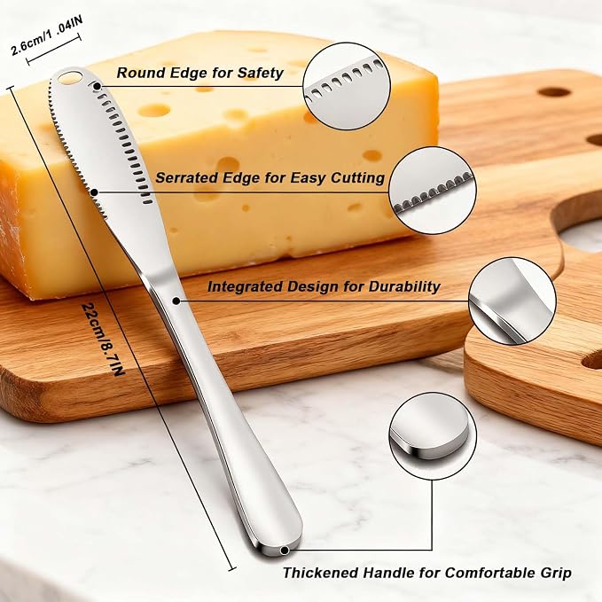 Butter Spreader Knife, Durable 8.7" Butter Knife, Stainless Steel Applicator - Image 3
