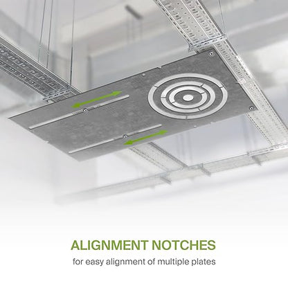 ASD 18 Inch New Construction Mounting Plate with Asymmetric Round Hole - 3/4/6 Inch Flat Steel Rough in Wafer Light Bracket, Shallow LED Recessed Lighting Housing, 24 Pack