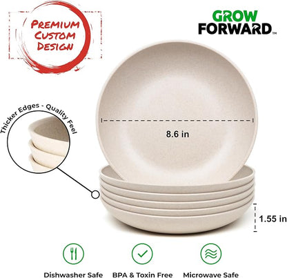 Grow Forward Premium Wheat Straw Pasta Bowls - 30oz Unbreakable Wide & Shallow - Image 3