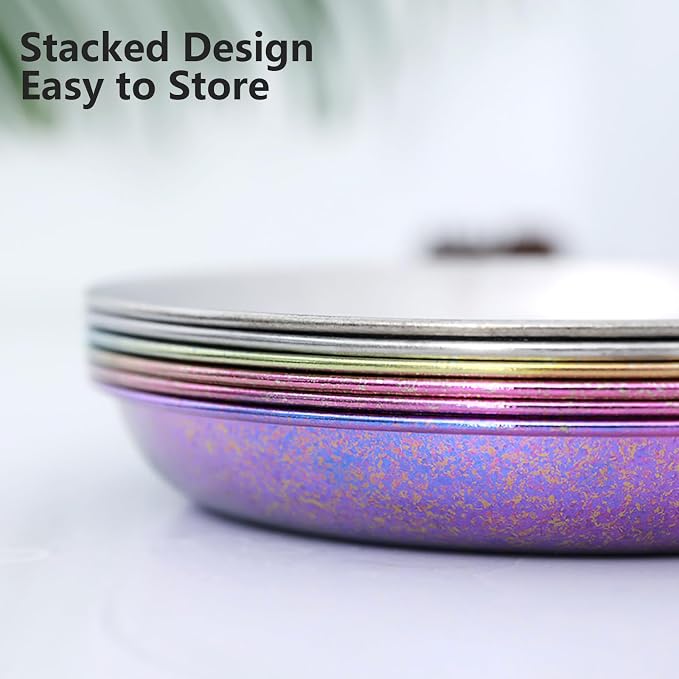 Titanium Camping Plate Titanium Pan Dish Plate Lightweight Round Dinnerware - Image 4