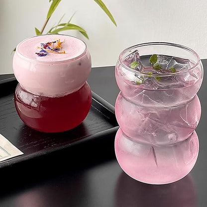 Ribbed Glassware Water Tumbler, Wave Bubble Glasses Tumbler, Aesthetic Ripple - Image 4