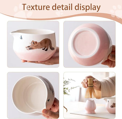 Matcha Set with Cat Pattern, 17 OZ Matcha Bowl, Matcha Kit - Image 4