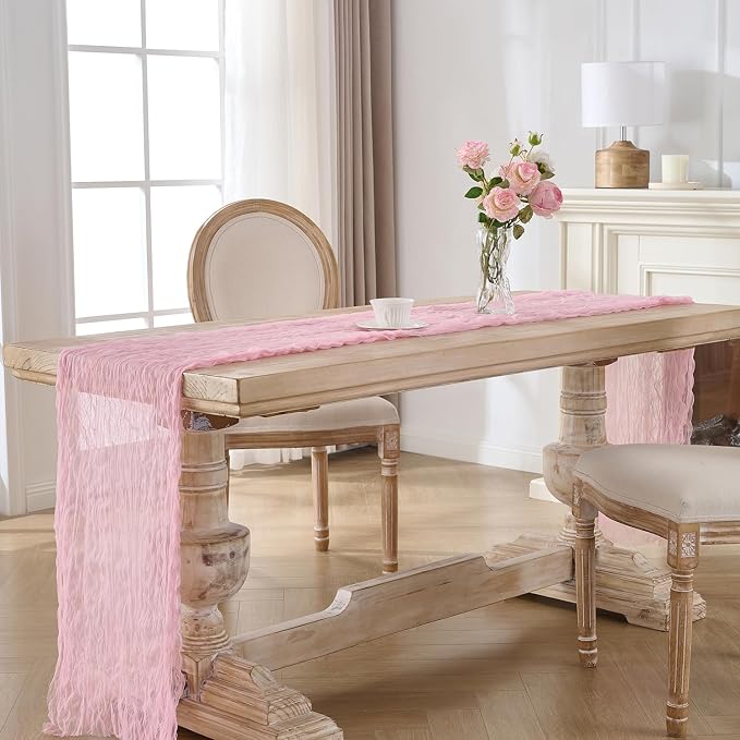 12 Pack Pink Cheesecloth Table Runners, 120 Inch 10Ft Blush Pink Gauze Table - Image 6