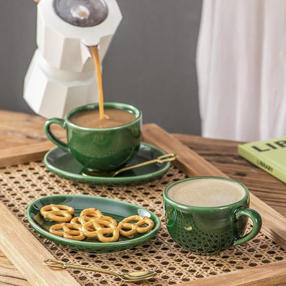 vicrays Ceramic Espresso Coffee Cups - 4 oz Porcelain Espresso Cups Set - Set - Image 2