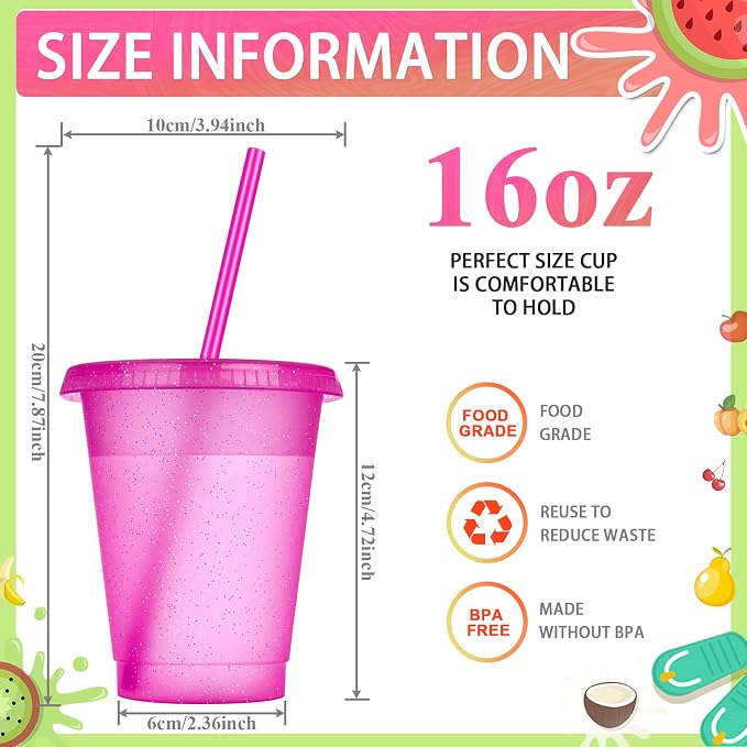 Sieral 15 Pack Cups with Lids and Straws Kids Tumbler with Straw Reusable Water - Image 4