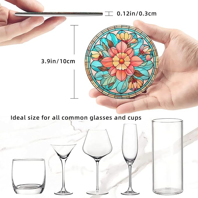 Floral Coasters For Drinks, Floral Decor Bar Drink Coasters For Coffee Table - Image 5