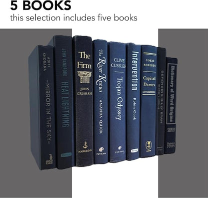 Real Books by Color® (Set of 5, Dark Blue) Decorative Bookshelf Home Decor Shelf Styling Photo Prop