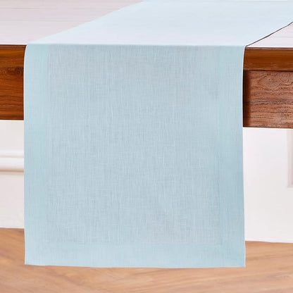 Solino Home 100% Pure Linen Table Runner Ice Water Long, Fete 14 x 132 in | - Image 2