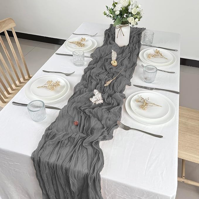 12 Pack Gery Cheesecloth Table Runner 10ft Boho Gauze Cheese Cloth Table Runner - Image 2