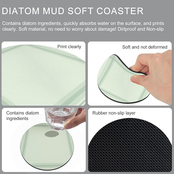 Sage Green Coasters Set of 4 Absorbent Coasters - Image 5