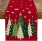 Christmas Table Runner 13x60 Inch, Xmas Trees Snowflakes Holiday Decorative by GEEORY