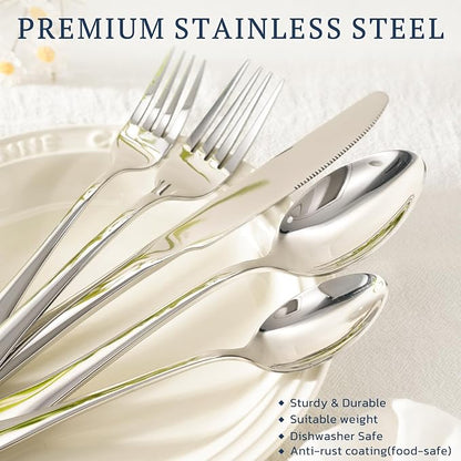 Astercook Silverware Set with Steak Knives 24-Piece Flatware Set - Image 3