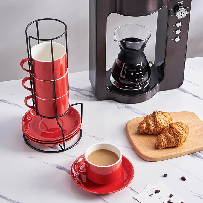 YOLIFE 8oz Porcelain Stackable Cappuccino Cups - Image 4