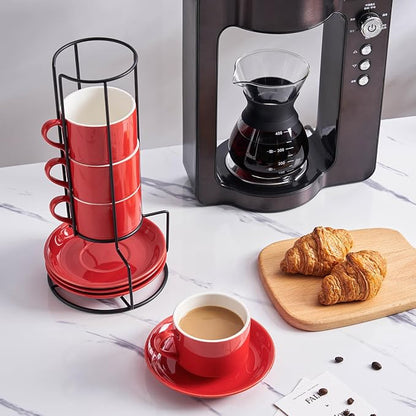 YOLIFE 8oz Porcelain Stackable Cappuccino Cups - Image 4
