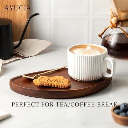 Tea Cup and Saucer Set, 8OZ Cappuccino Cup - Image 3