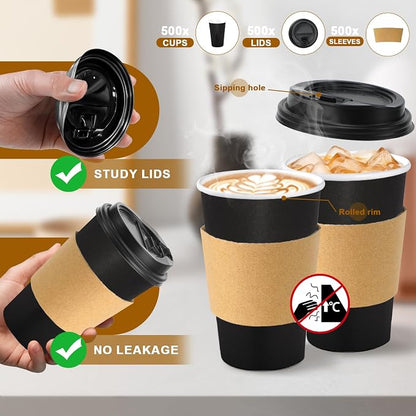 Lamosi 500 Pack 16 oz Disposable Coffee Cups - Image 3