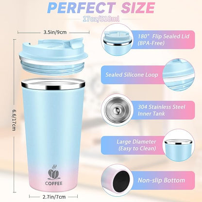 Insulated Travel Coffee Mug Reusable Coffee Tumbler Cup - Image 2