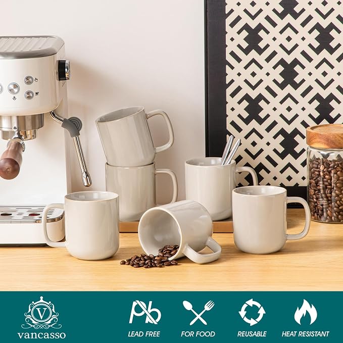 vancasso Coffee Mugs Set of 6, 12 Oz Ceramic Coffee Cups - Image 3