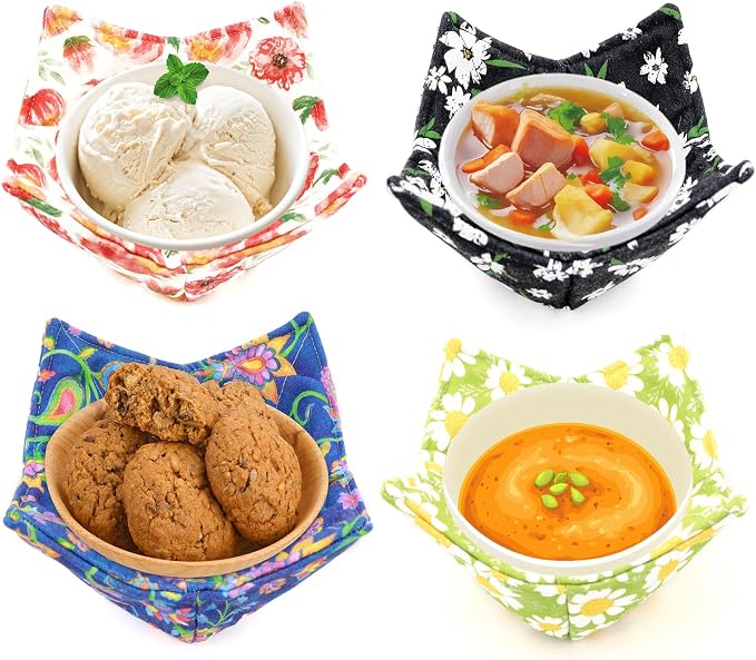Cotton Microwavable Bowl Cozy, Microwave-Safe Hot Bowl Holders, Soup Bowl Cozy - Image 7